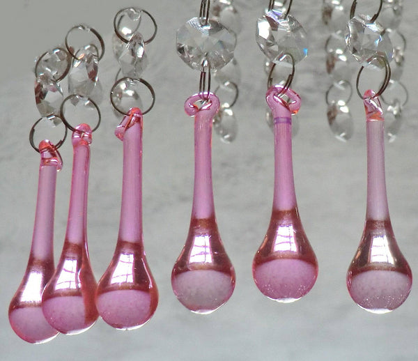 Rose Pink Glass Orbs 53 mm 2" Chandelier Crystals Droplets Beads Drops Lamp Light Parts 9