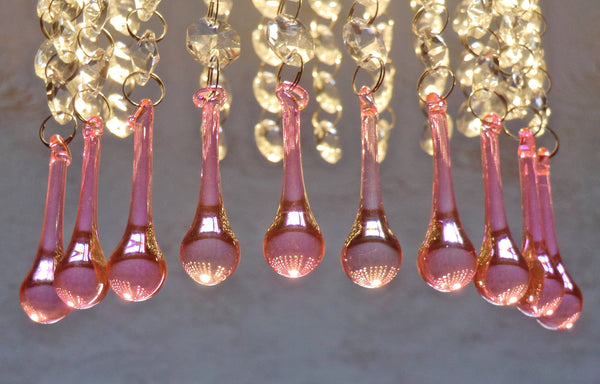 Rose Pink Glass Orbs 53 mm 2" Chandelier Crystals Droplets Beads Drops Lamp Light Parts 10