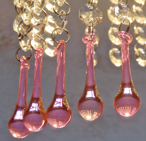 1 Rose Pink Glass Orbs 53 mm 2" Chandelier Crystals Droplets Beads Drops Lamp Light Parts - Seear Lights