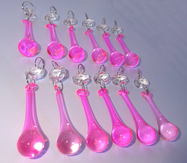 12 Rose Pink Orbs 53 mm 2" Chandelier Crystals Droplets Beads Drops Garden Wedding Decorations 9
