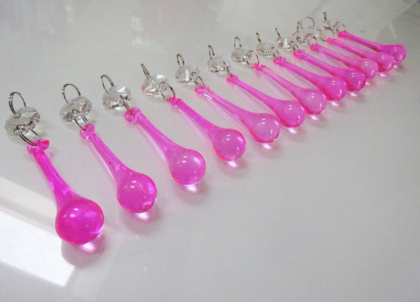 12 Rose Pink Orbs 53 mm 2" Chandelier Crystals Droplets Beads Drops Garden Wedding Decorations 11
