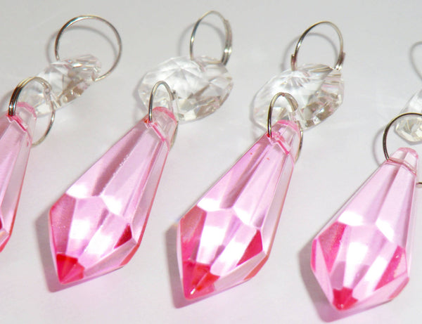 12 Rose Pink Torpedo 37 mm 1.5" Chandelier Crystals Drops Beads Droplets Garden Decorations 3