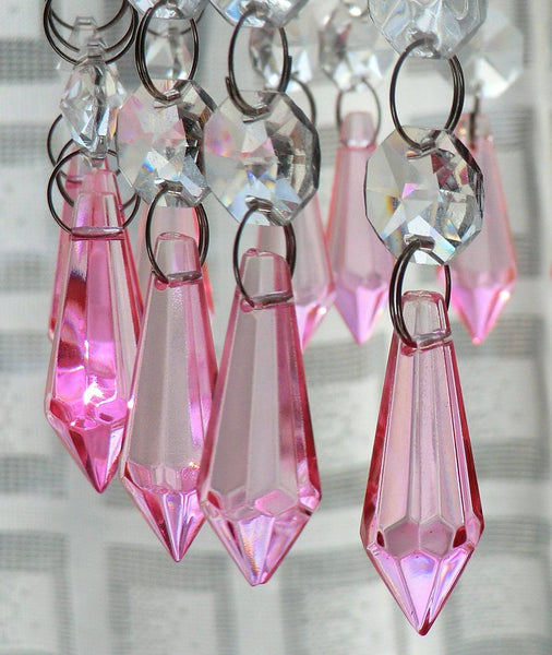20 Rose Pink Chandelier Drops Crystals Droplets Beads Cut Glass Prisms Lamp Light Parts Drops 10