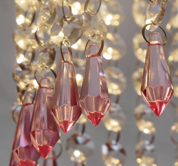 Rose Pink Cut Glass Torpedo 37 mm 1.5" Chandelier Crystals Drops Beads Droplets Light Parts 9