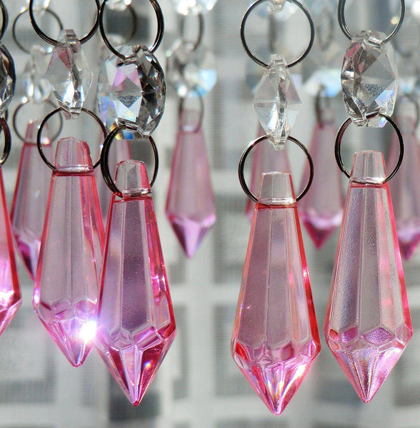 12 Rose Pink Torpedo 37 mm 1.5" Chandelier Crystals Drops Beads Droplets Garden Decorations 5