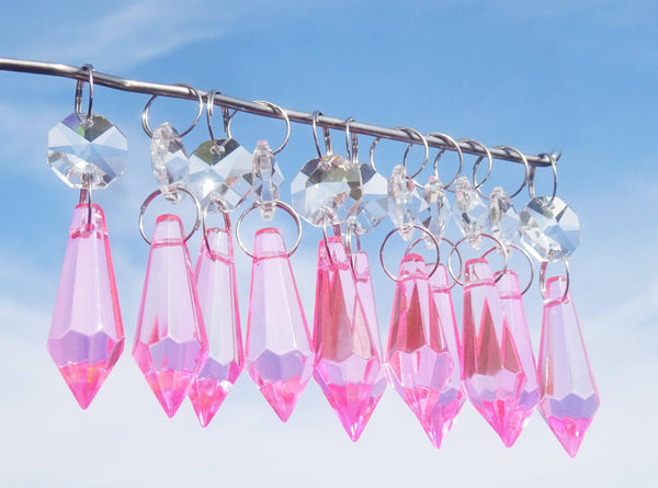Rose Pink Cut Glass Torpedo 37 mm 1.5" Chandelier Crystals Drops Beads Droplets Light Parts 5