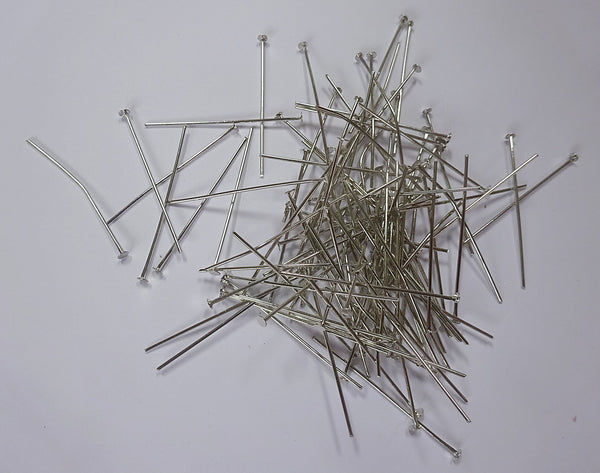 100 x 38mm 1.5 inch Headed Pins in Chrome Silver for Chandelier Links for Glass Droplets Crystals Beads Drops 3