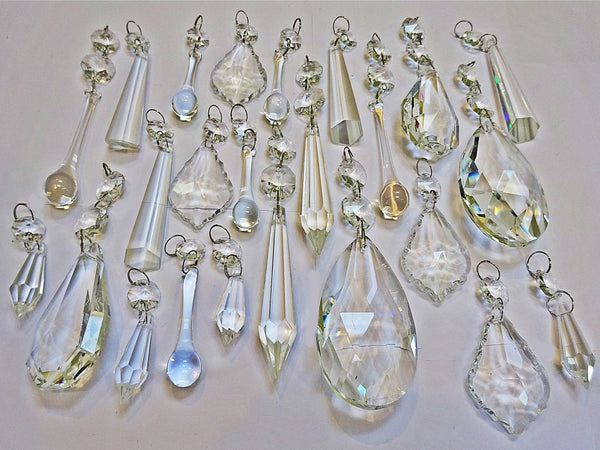 24 Chandelier Drops Crystals Cut Glass Beads XL Droplets & Standard Clear Prisms Hanging Pendants 8