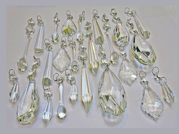 24 Chandelier Drops Crystals Cut Glass Beads XL Droplets & Standard Clear Prisms Hanging Pendants 6