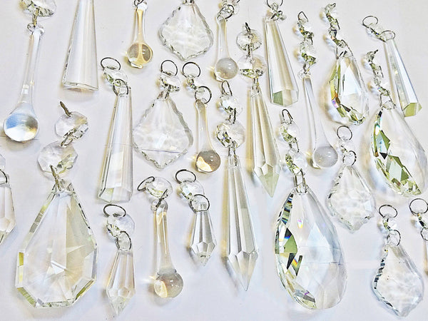 24 Chandelier Drops Crystals Cut Glass Beads XL Droplets & Standard Clear Prisms Hanging Pendants 10