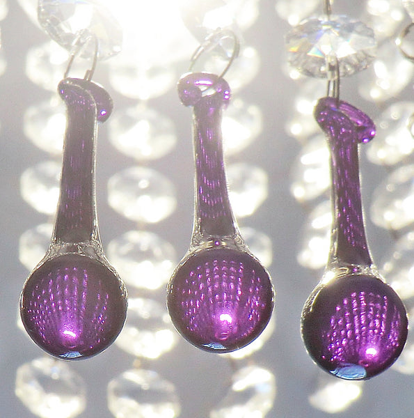 24 Chandelier Drops Mix 6 Designs Colours Cut Glass Crystals Beads Prisms Droplets Lamp Light Parts 12