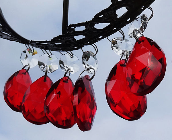Red Cut Glass Oval 37 mm 1.5" Chandelier Crystals Drops Beads Droplets Light Lamp Parts 11