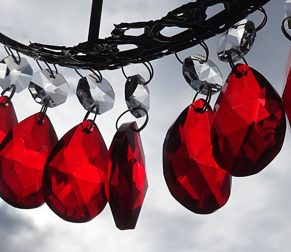 Red Cut Glass Oval 37 mm 1.5" Chandelier Crystals Drops Beads Droplets Light Lamp Parts 12