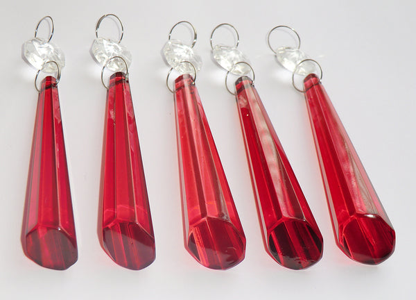 Red Cut Glass Icicles 72 mm 3" Chandelier Crystals Drops Beads Droplets Light Lamp Parts 5