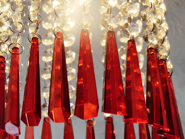 Red Cut Glass Icicles 72 mm 3" Chandelier Crystals Drops Beads Droplets Light Lamp Parts 11