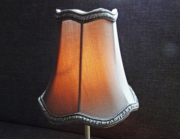 Slate Grey Scallop Clip On Bulb Candle Lampshade 6' Diameter Chandelier Shade Retro 11