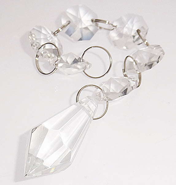1 Clear Glass Torpedo Strands 5.5" 137mm Chandelier Crystals Chain of Drops Beads Droplets - Seear Lights