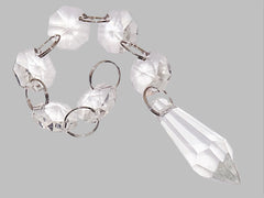 1 Clear Glass Torpedo Strands 5.5" 137mm Chandelier Crystals Chain of Drops Beads Droplets colourless