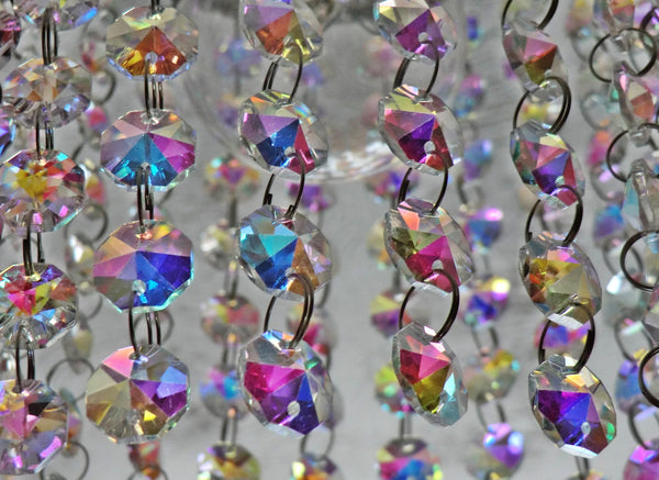 100 Vintage Look Aurora Borealis AB Chandelier Drops Parts Machine Cut Glass Crystals Shabby Droplets Upcycle Beads Charms Christmas Tree Wedding Decorations Bundle 2m Garland Feng Shui Sun Catchers 2