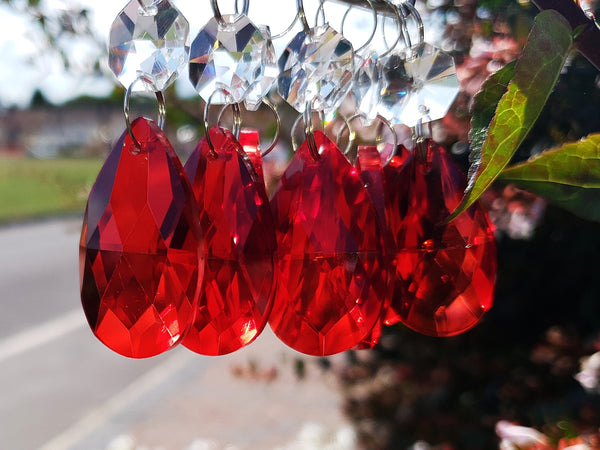 12 Red Oval 37 mm 1.5" Chandelier Crystals Drops Beads Droplets Christmas Wedding Decorations 4