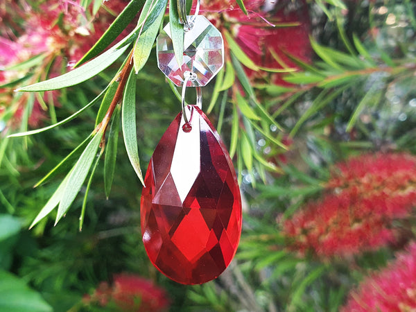 12 Red Oval 37 mm 1.5" Chandelier Crystals Drops Beads Droplets Christmas Wedding Decorations 5