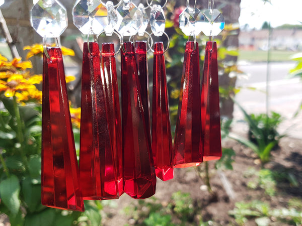 Red Cut Glass Icicles 72 mm 3" Chandelier Crystals Drops Beads Droplets Light Lamp Parts 12