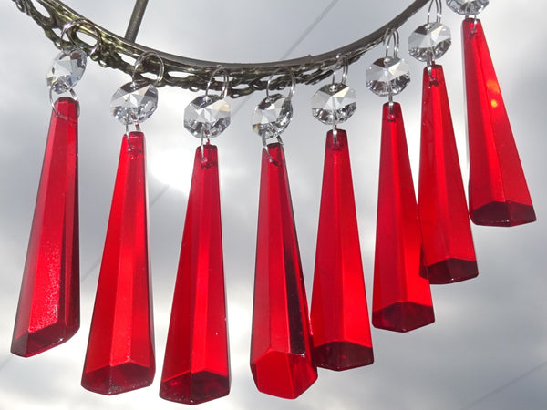 12 Red Icicles 72 mm 3" Chandelier Crystals Drops Beads Droplets Christmas Wedding Decorations 1