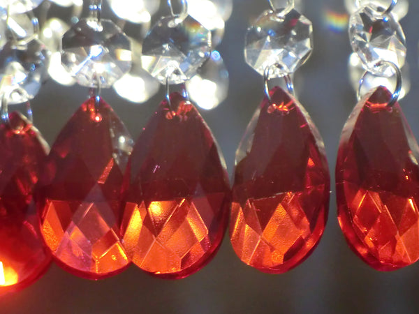 12 Red Oval 37 mm 1.5" Chandelier Crystals Drops Beads Droplets Christmas Wedding Decorations 6