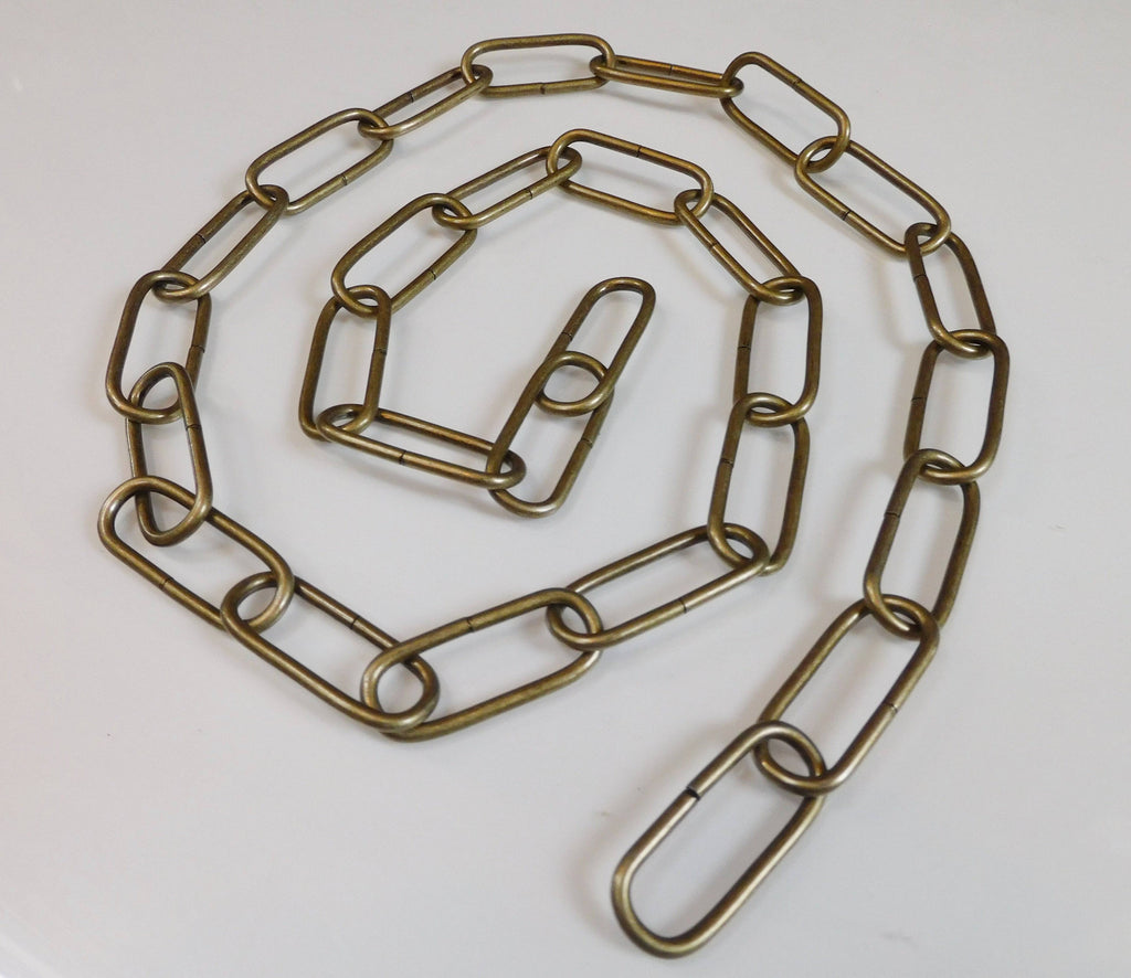 Antique Brass Bronze Colour Metal Chandelier or Pendant Light Chain 0.97m 4cm Links 1