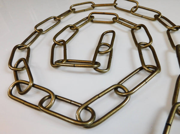 Antique Brass Bronze Colour Metal Chandelier or Pendant Light Chain 0.97m 4cm Links 6