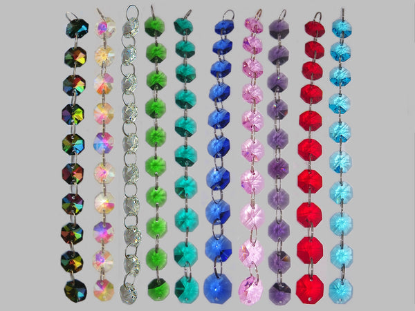 14mm Octagon Multiple Colours Multi Chandelier Drops Cut Glass Crystals Garlands Beads Droplets 1