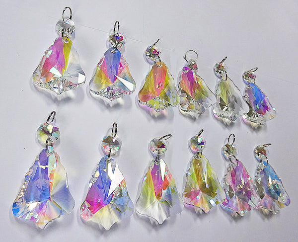12 Aurora Borealis 50mm 2" Bell Chandelier Glass Crystals Beads AB Droplets Christmas Decorations 7