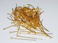100 x 38 mm 1.5" Hoop Pins Brass Gold Chandelier Links Glass Droplets Crystals Beads Drops