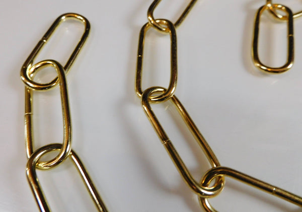 Metal Chandelier or Pendant Light Chain 0.97m 4cm Links Shiny Brass 3