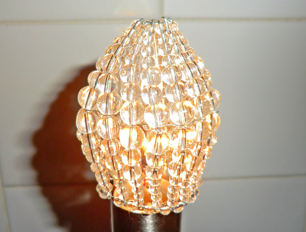 Chandelier Bead Light Candle Bulb Clear Glass Cover Sleeve Lampshade Alternative Beaded 8