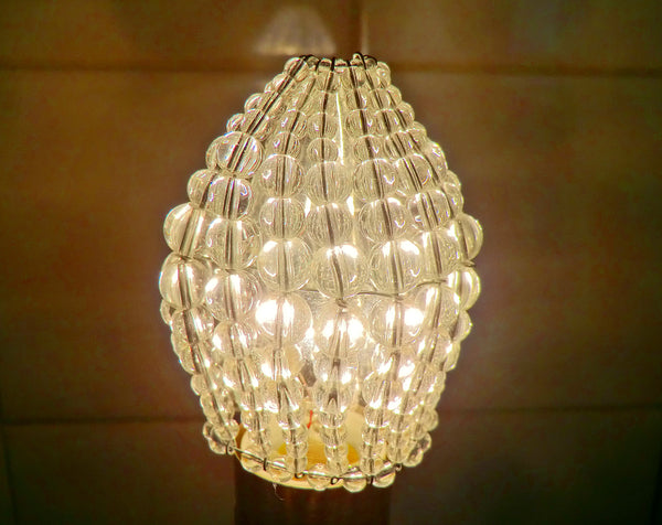 Chandelier Bead Light Candle Bulb Clear Glass Cover Sleeve Lampshade Alternative Beaded 9