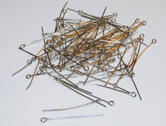 100 x 38 mm 1.5" Hoop Pins Chrome Silver Chandelier Links Glass Droplets Crystals Beads Drops