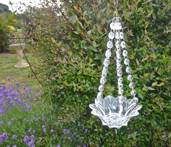 Clear Glass Chandelier Tea Light Candle Holder Wedding Event or Garden Feature 5