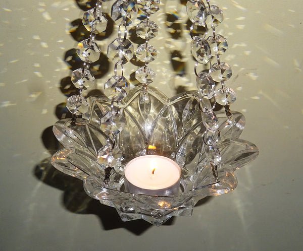 Clear Glass Chandelier Tea Light Candle Holder Wedding Event or Garden Feature 11