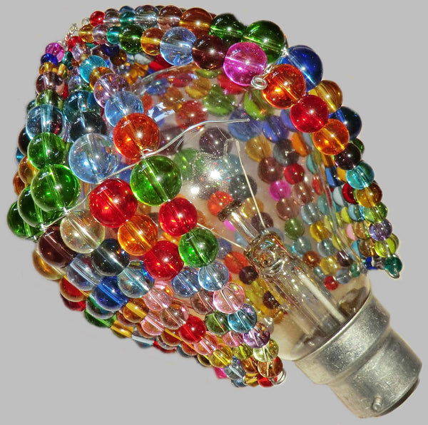 Chandelier Bead Light Bulb GLS Multi Colour Rainbow Glass Cover Sleeve Lampshade Alternative Beaded 5