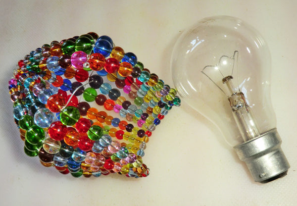 Chandelier Bead Light Bulb GLS Multi Colour Rainbow Glass Cover Sleeve Lampshade Alternative Beaded 4
