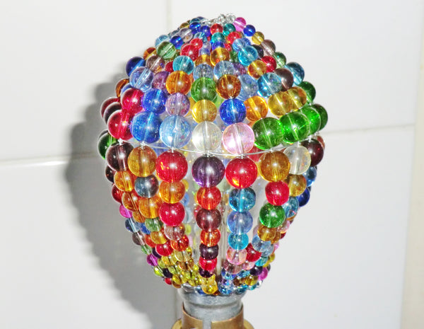Chandelier Bead Light Bulb GLS Multi Colour Rainbow Glass Cover Sleeve Lampshade Alternative Beaded 6