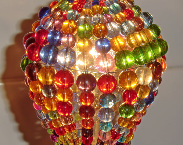 Chandelier Bead Light Bulb GLS Multi Colour Rainbow Glass Cover Sleeve Lampshade Alternative Beaded 8