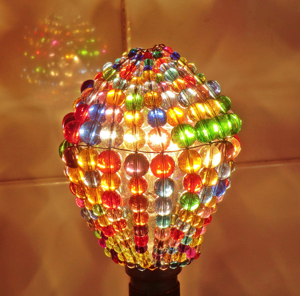 Chandelier Bead Light Bulb GLS Multi Colour Rainbow Glass Cover Sleeve Lampshade Alternative Beaded 7