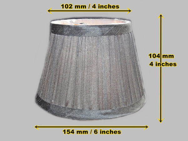 Grey Clip On Bulb Candle Lampshade 6 Inch Chandelier Shade Mushroom Pleat 1