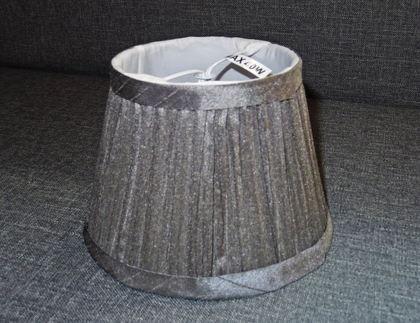 Grey Clip On Bulb Candle Lampshade 6 Inch Chandelier Shade Mushroom Pleat 4