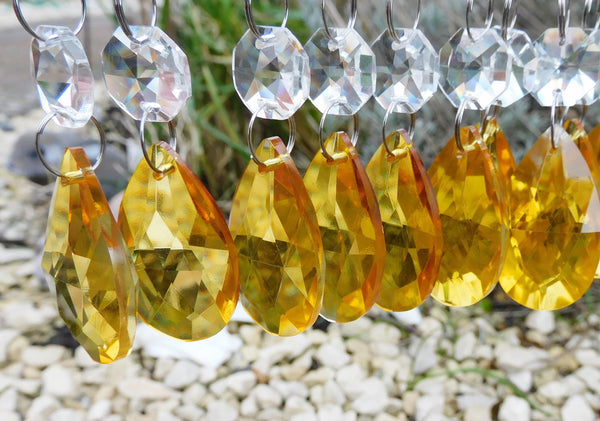 1 Orange Cut Glass Oval 37 mm 1.5" Chandelier Crystals Drops Beads Droplets Light Parts - Seear Lights