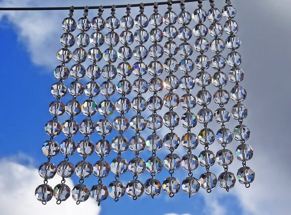 10 Strands Clear 12mm Chandelier Ball Drops Glass Crystals 1.68m Garland Beads Droplets - Seear Lights