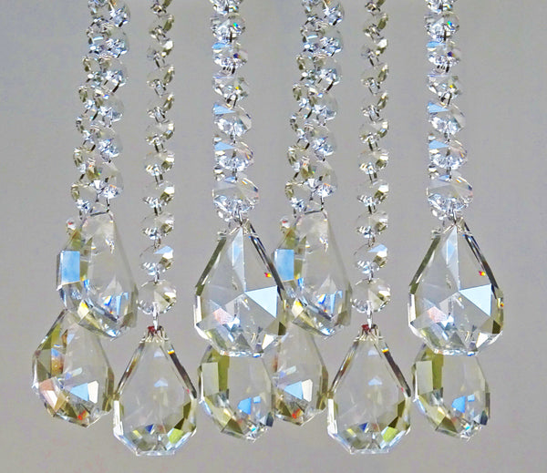 1 Strand Chain Clear Glass XL Squared Oval 13 inch Chandelier Drops Crystals Beads Garland 13