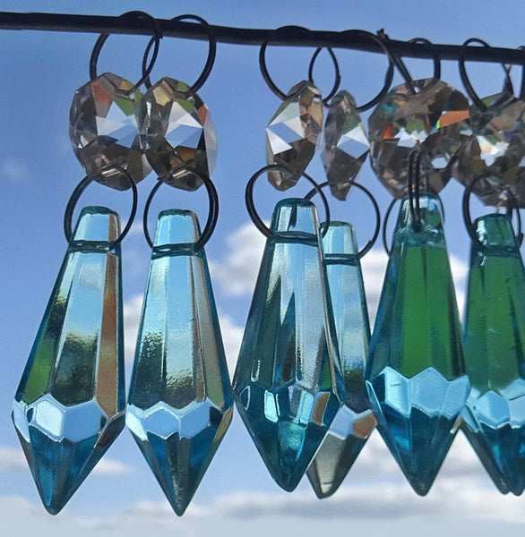 20 Turquoise Teal Chandelier Drops Beads Prisms Cut Glass Crystals Droplets Light Lamp Parts 5
